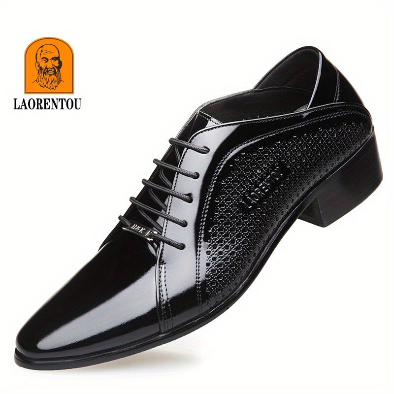 LAORENTOU Men's Leather Oxford Shoes British Style Pointed Toe Dress Shoes