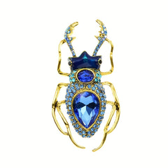 Vintage Scarab Beetle Brooch Pin Sparkle Rhinestone Aged Crystal Style