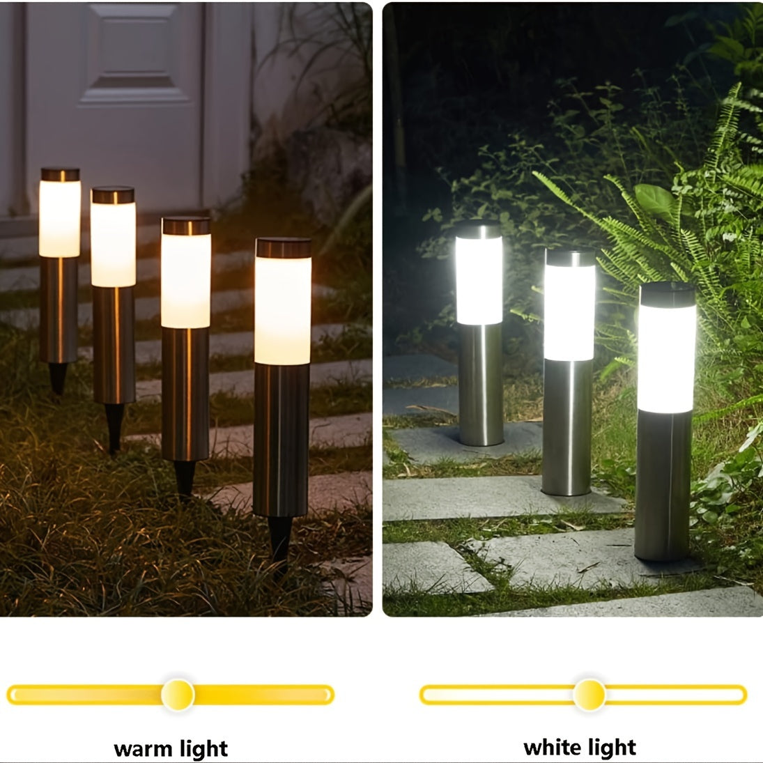 2pcs Solar Outdoor LED Light Stainless Steel Waterproof Modern Design