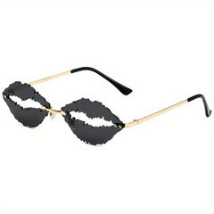 Y2K Irregular Lip Sunglasses Funny Hollow Party Club Sun Shades