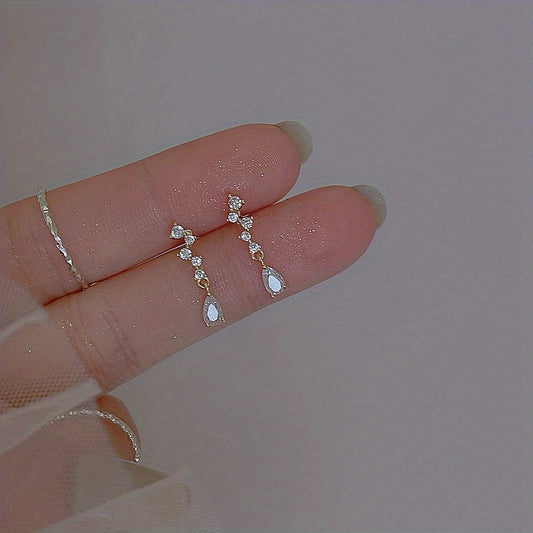 Zircon Stud Earrings 14K Plated Daily Wear Jewelry