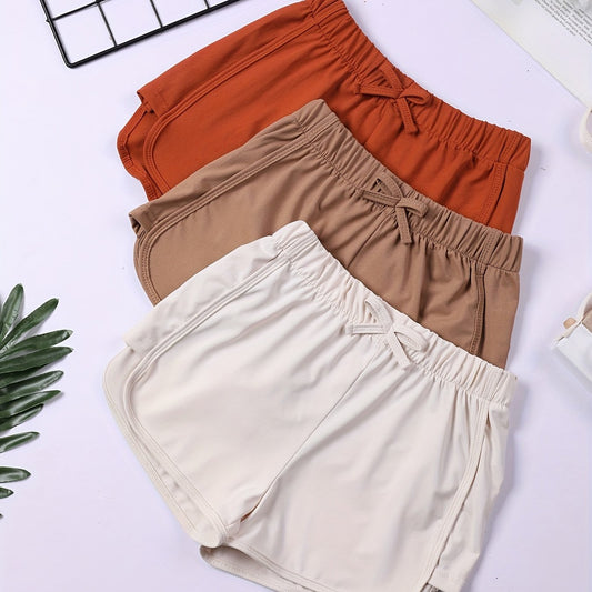 3pcs Girls Bow Casual Sports Track Shorts Set Kids Summer Clothes