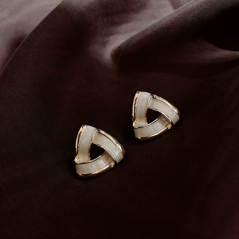 Alloy Triangle Stud Earrings Female Temperament Ear Jewelry 1Pair