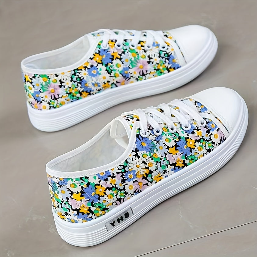 Women's Floral Print Canvas Shoes Lightweight Low Top Shoes