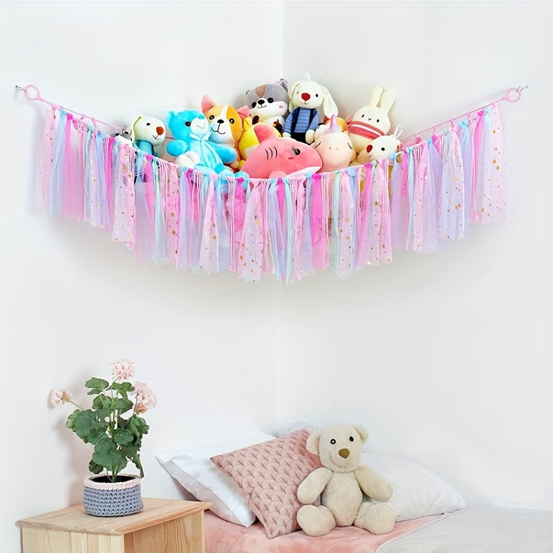 Toy Hammock with Tassels for Nursery or Kids Bedroom