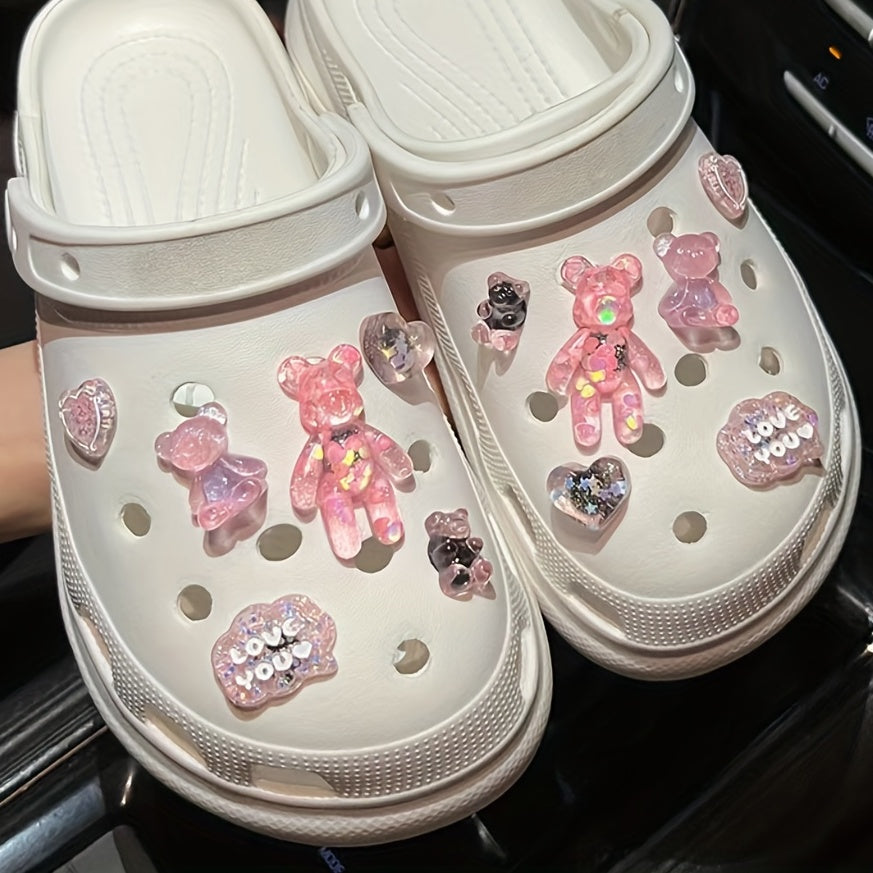 12pcs 3D Bear Shoe Charms Slipper Accessories Ornaments