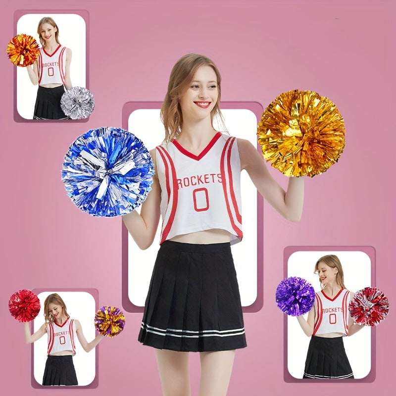 2pcs Cheering Poms With Ring Handheld Props Celebration