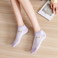 5 Pairs Cute Dog Print Low Cut Ankle Socks for Women