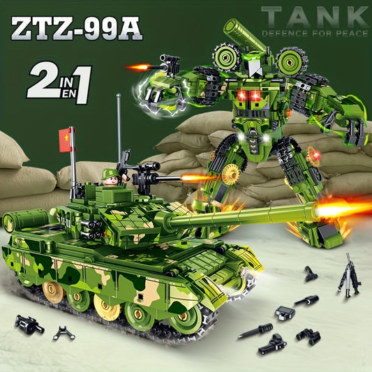 Tank Series M1A2 Leopard 2 T14 DF41 99A Building Block Model Toys