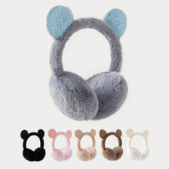 Women's Glittery Ear Flaps Plush Winter Ear Warmers in Pastel Colors