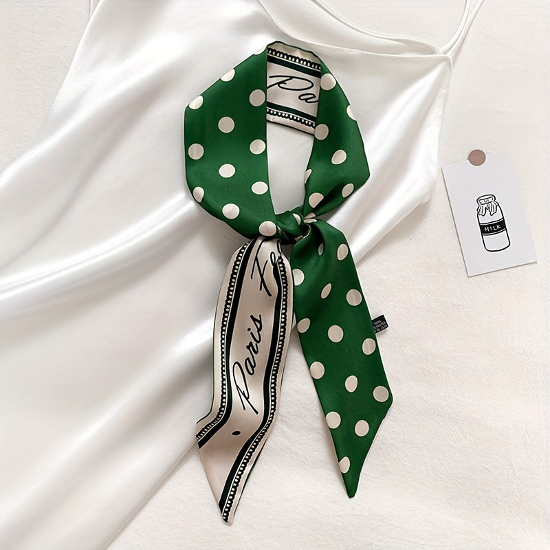 Polka Dot Print Ribbon Thin Scarf Hair Band Silk Hair Tie Hair Accessories