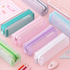 Transparent Pencil Bag Large Capacity Mesh Pen Case