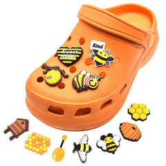20pcs Honeybee Shoe Charms For Clogs Jibtz Sandals, PVC Shoe Accessories