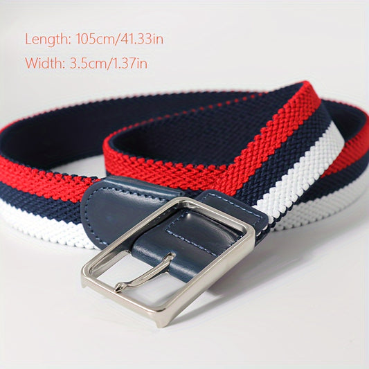 Elastic Polyester Men's Belt w/ Pin Buckle Braided
