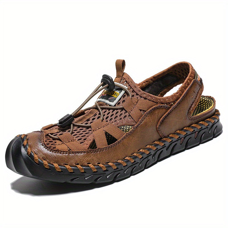 Men's Closed Toe Anti Collision Sandals Stitched Non Slip Beach Shoes