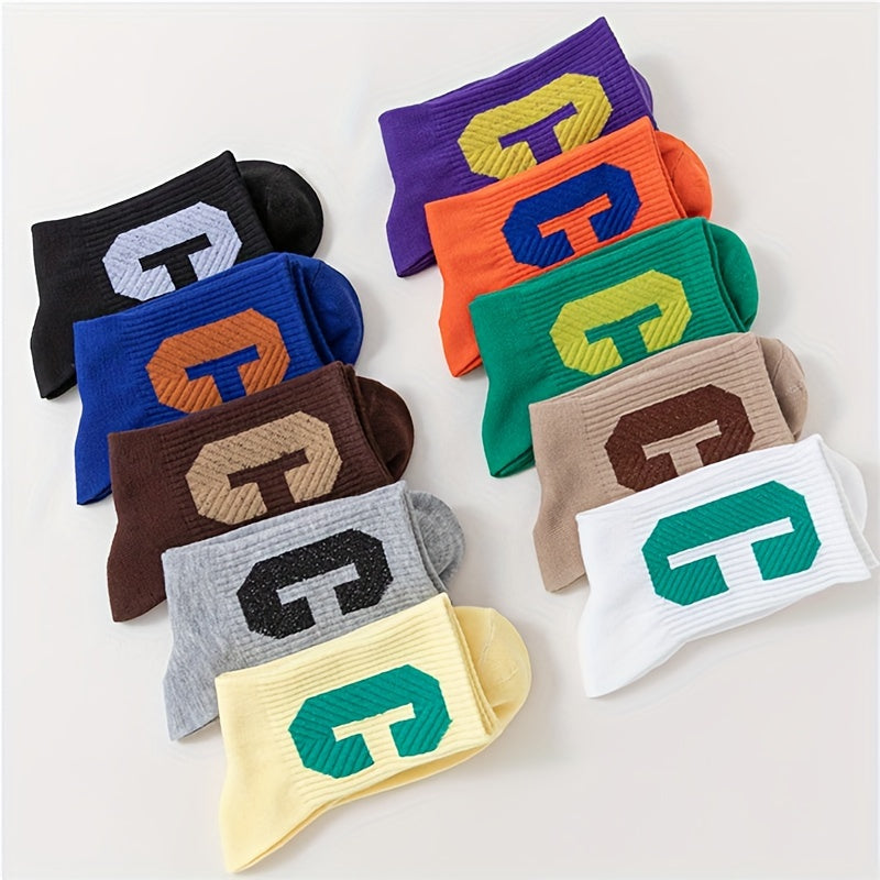 10 Pairs Letter Print Socks Women's Stockings