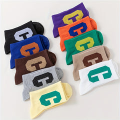 10 Pairs Letter Print Socks Women's Stockings