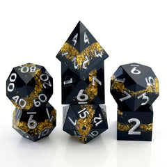 7pcs Golden Pattern Resin Dice Mini Dice For Game Entertainment