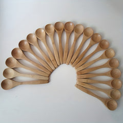 10pcs Wooden Long Handle Spoons for Coffee & Dishes