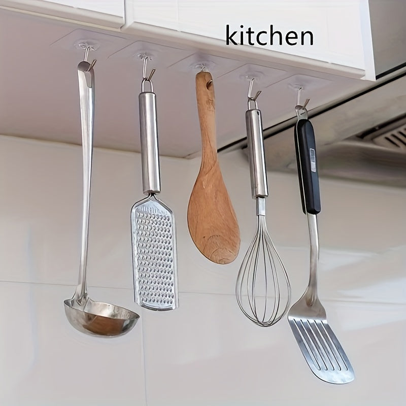 5 Transparent Reusable Wall Hooks Waterproof Adhesive Strong Seamless Paste