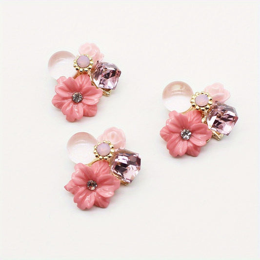 10Pcs 21mm Rhinestone Flower Buttons for DIY Wedding Gift Bouquet Decoration