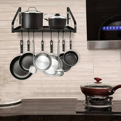 Hanging Pot Rack Wall Mounted Organizer with 8 Hooks
