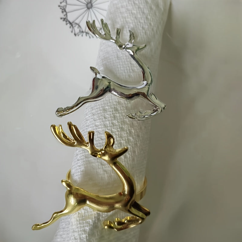 1pc Golden Deer Napkin Rings Solid Buckle Cast Iron Polished Metal