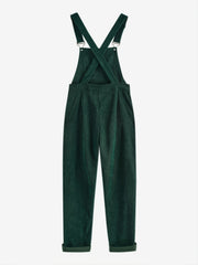 Casual Corduroy Criss Cross Jumpsuit Solid Pocket Loose Jumpsuit