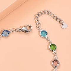 Colorful Zircon Stainless Steel Bracelet