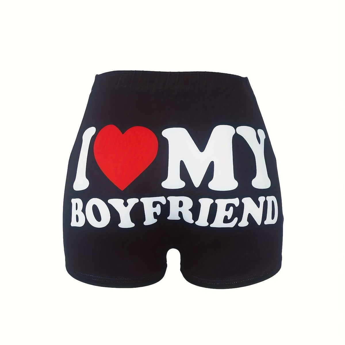  High Rise Slogan Print Skinny Shorts