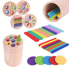 Wooden Sorting Pen Toy 4-in-1 Top Cover Shape Recognition