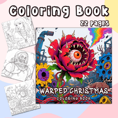 Dark Goth Christmas Coloring Book - Terrifying Santa Scene, Wreaths & More