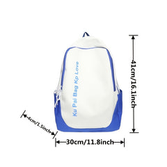 Letter Graphic Backpack Two Tone Colorblock Bookbag