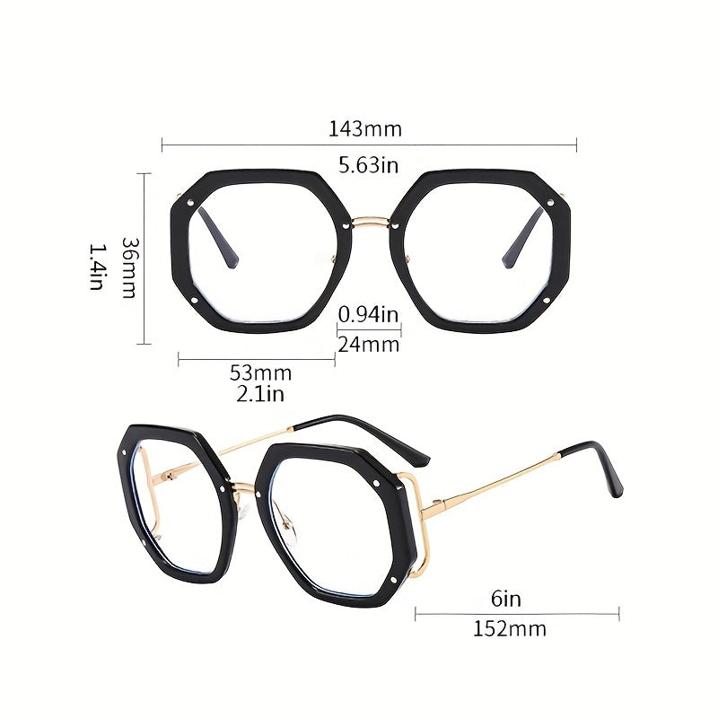 Anti Light Clear Lens Glasses Polygon Tortoiseshell Computer Glasses