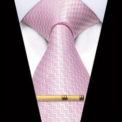Men's Striped Jacquard Tie Set Necktie Clip Business Wedding
