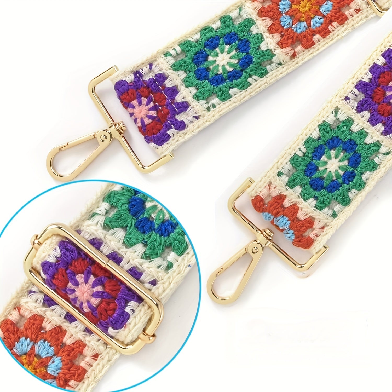 Vintage Flower Crochet Strap Retro Bohemian Strap Replacement Adjustable