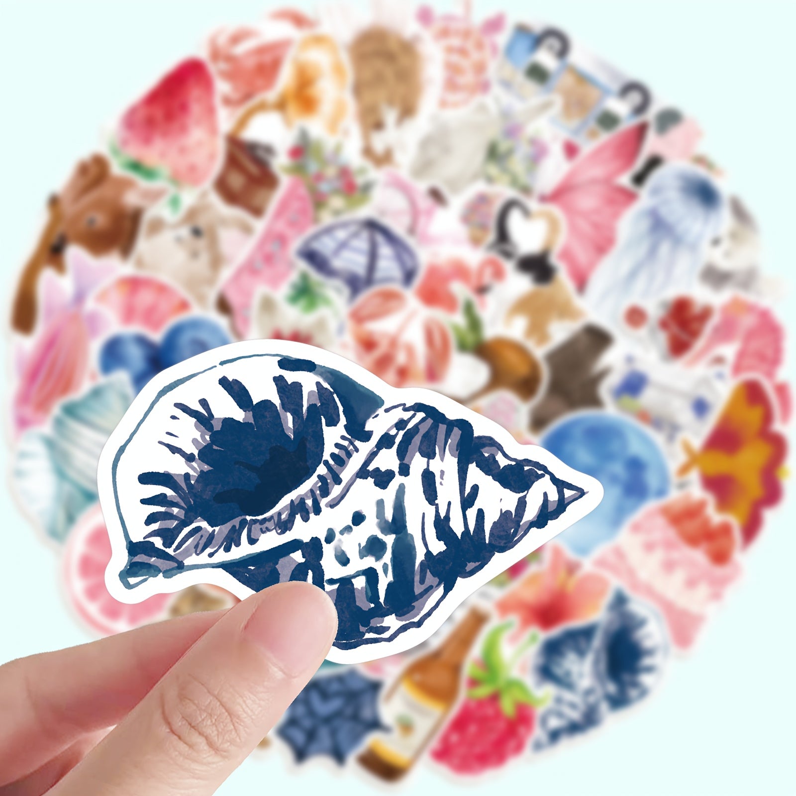 50 Pack Watercolor Stickers for Journals DIY Crafts PVC Material