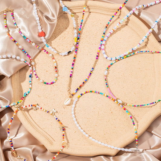 Colorful Beaded Necklace Boho Style Jewelry Decor 1 Pc