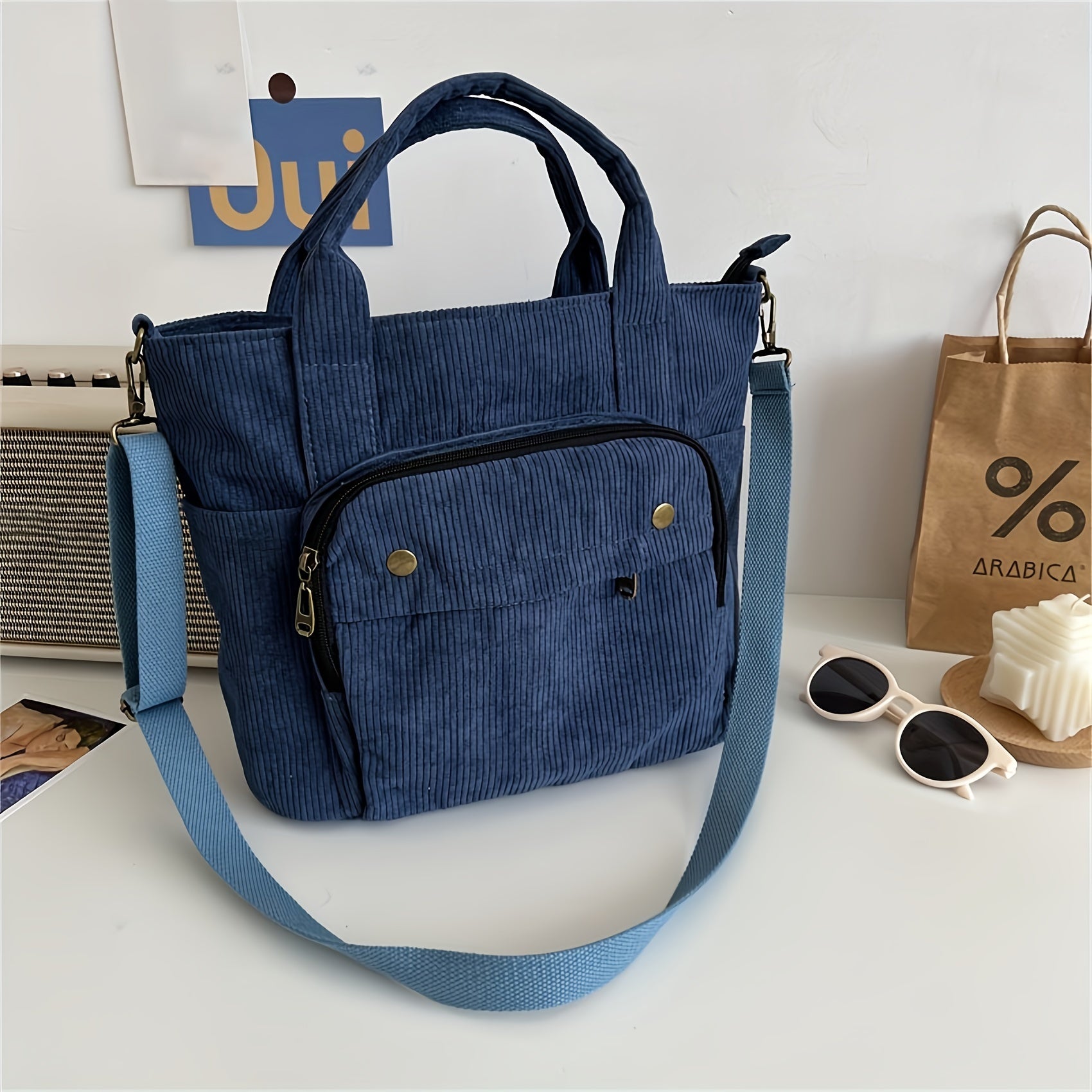 Corduroy Satchel Crossbody Bag Lightweight Durable Tote Bag
