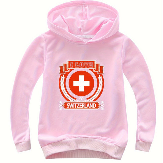 Cotton I LOVE SWITZERLAND Print Hoodies Girls Comfy Hooded Sweatshirt