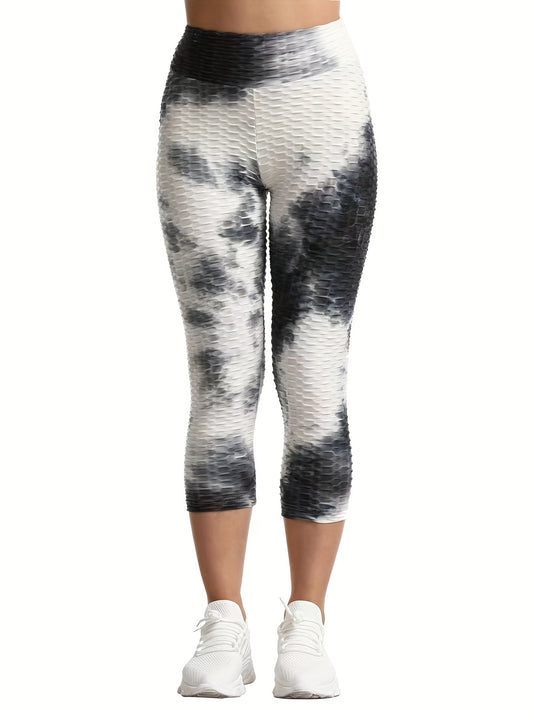 Stylish Tie Dyed Yoga Leggings High Waist Capris