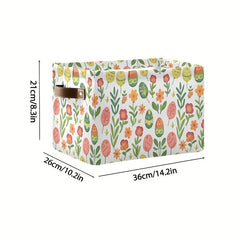 Kenodo Easter Egg & Floral Foldable Storage Basket with Handles