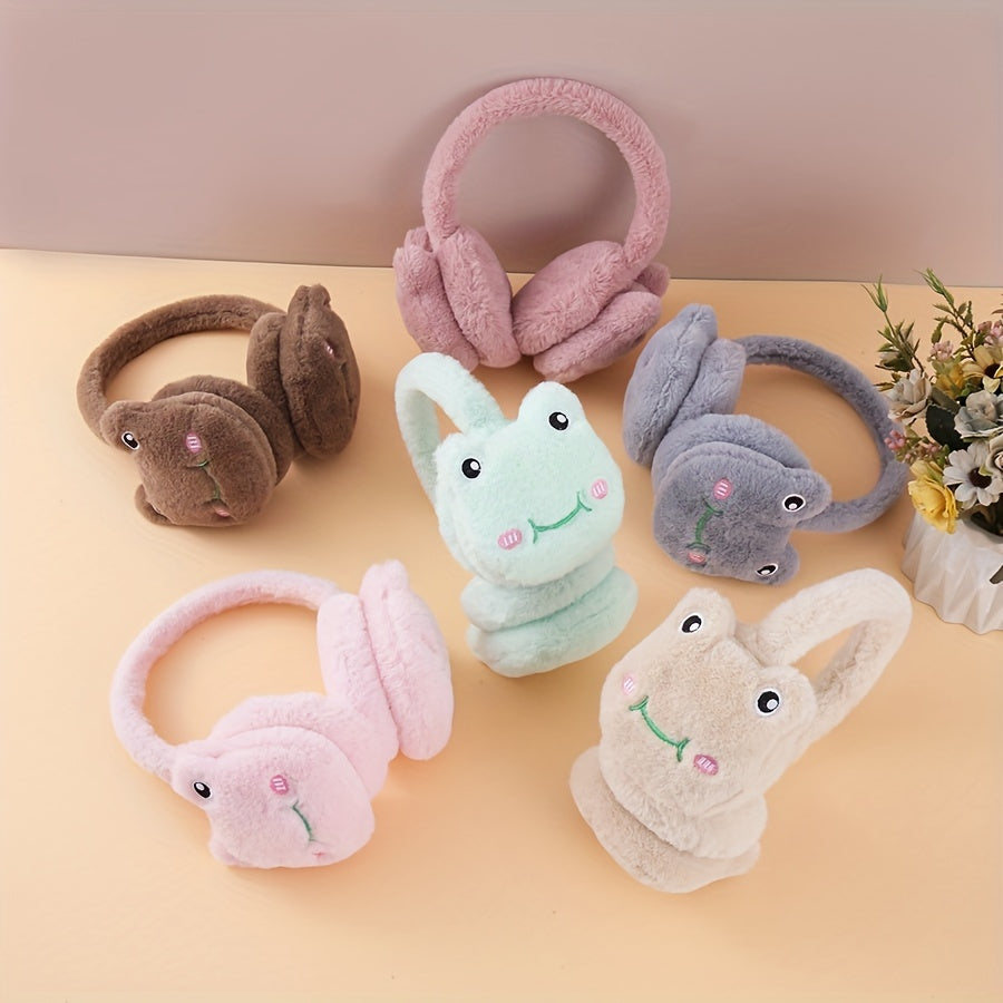 Frog Earmuffs for Winter Plush Ear Covers Knitted Hand Wash Ear Warm