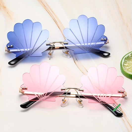 Y2K Shell Rimless Sunglasses UV400 Sun Shades