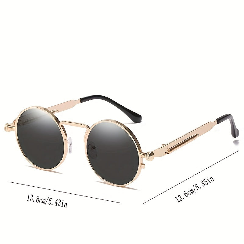 Men's Round Frame Punk Sunglasses Retro Street Photography Holiday Party