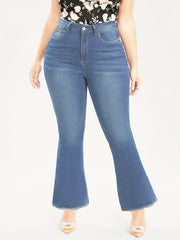 Plus Fringe Trim Flared Leg Jeans