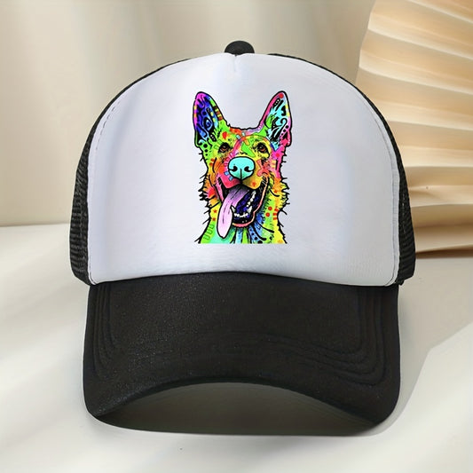 Dog Printed Breathable Sunscreen Mesh Hat For Outdoor Activities