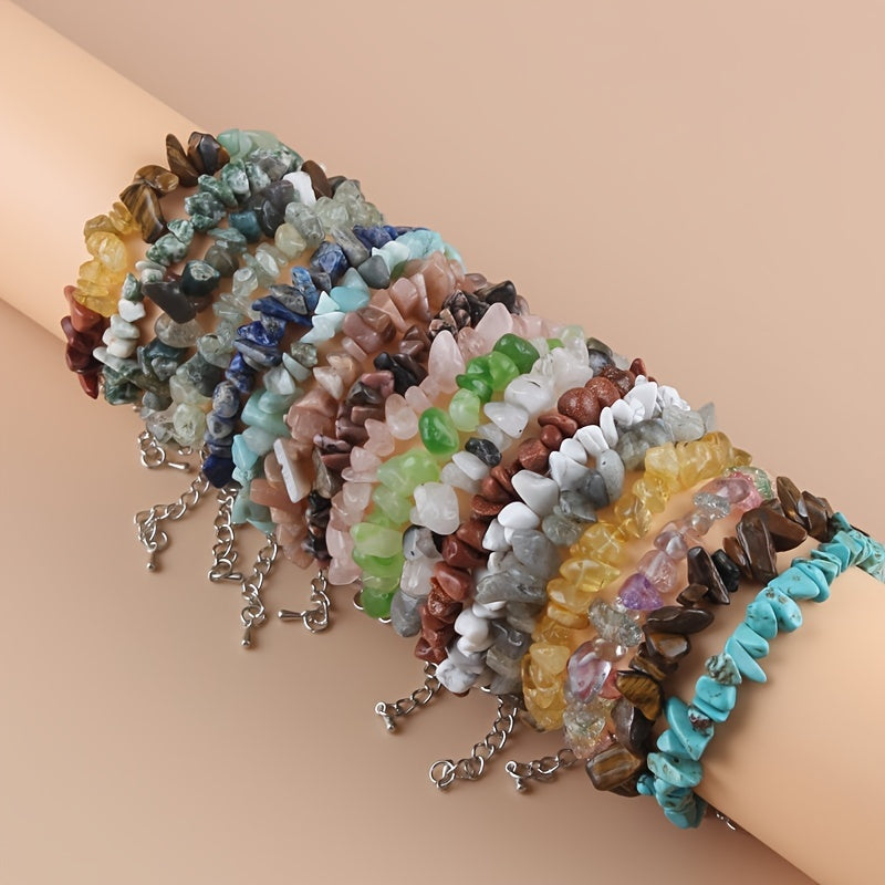 Natural Stone Bracelet Crystal Healing Chip Chain Bracelets