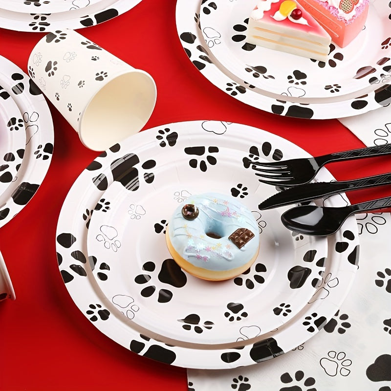 10pcs Dog Paw Paper Dinnerware Set - Party Decoration