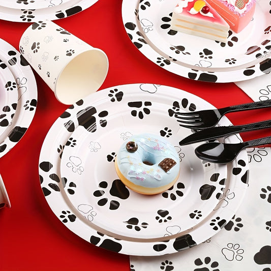 10pcs Dog Paw Paper Dinnerware Set - Party Decoration